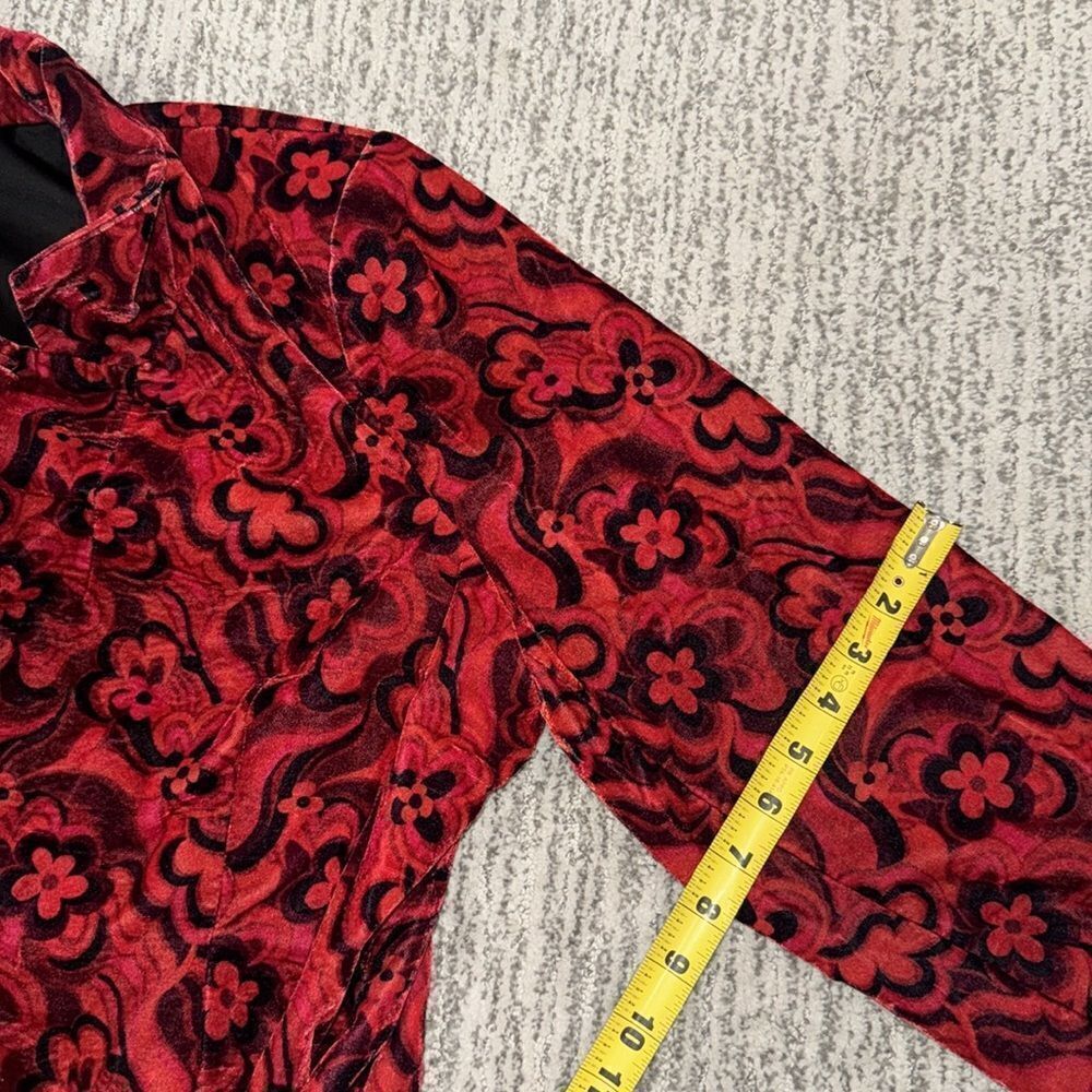 NWT Penny Blazer Red Velvet Floral Retro Size 2XL - Picture 12 of 16
